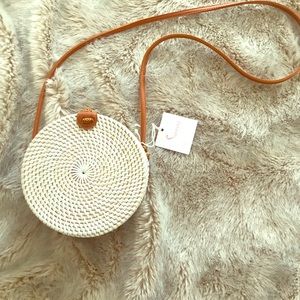 Basket weave cross body bag